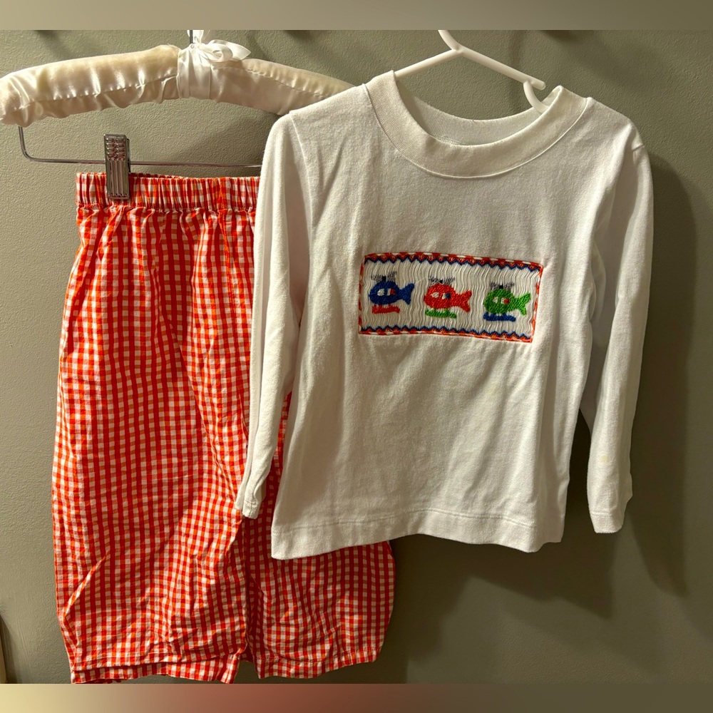 Smockingbird smocked shirt and pants set.